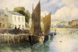 Charles P. Robinson(late 19th Century),South coast fishing village,signed,watercolour,47 x 73cm.