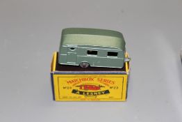 A good boxed Lesney Matchbox series no.23 Berkeley Cavalier Caravan, with metallic green paint.