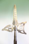 An American Halberd, 38cm head with flattened diamond section blade pierced with twelve holes, one