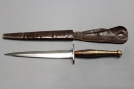 A B2 Pattern FS fighting knife with 12thBn Parachute regiment provenance, 17cm flattened diamond