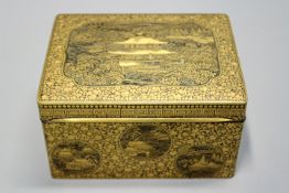 A good Kyoto Komai presentation damascene casket circa 1890, finely decorated over all with leaves