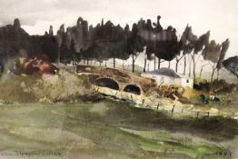 John Knapp-Fisher (b.1931) (ARR),”The Railway Bridge, Charlbury”, Oxfordshire landscape, signed