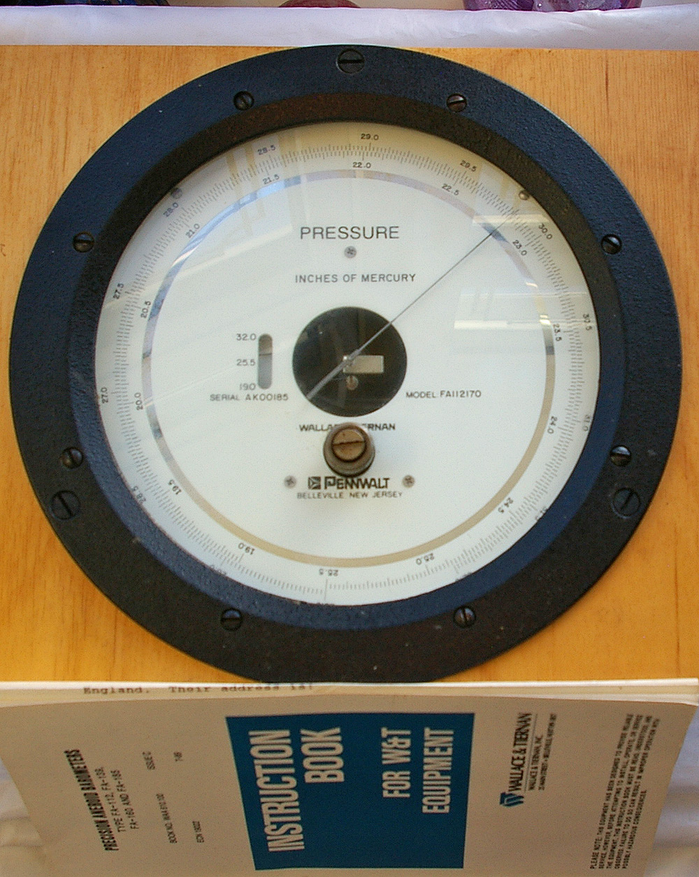 Original Barometric Pressure Gauge manufactured by Wallace & Tiernen, Pennwalt, Belleville New