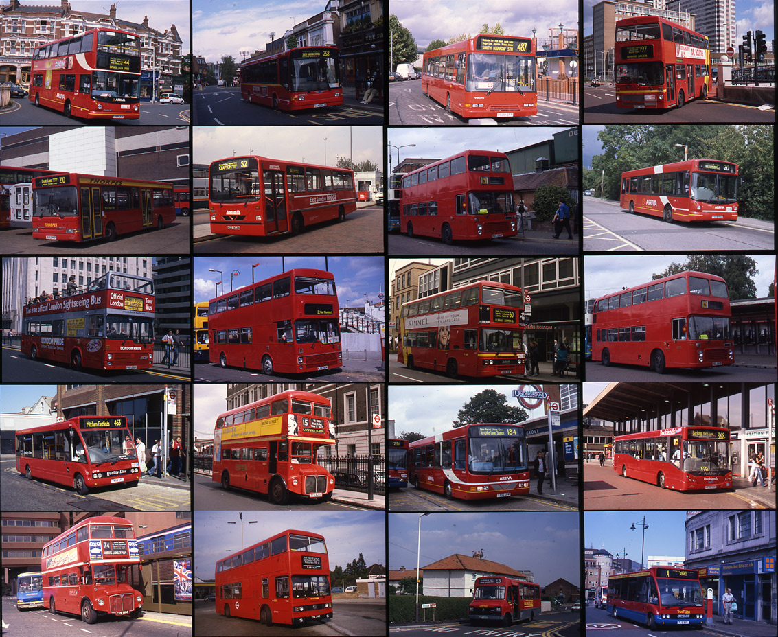 Bus Slides, approximately 500 of London Transport in the 1990`s - 2000`s. Sold with copyright.(