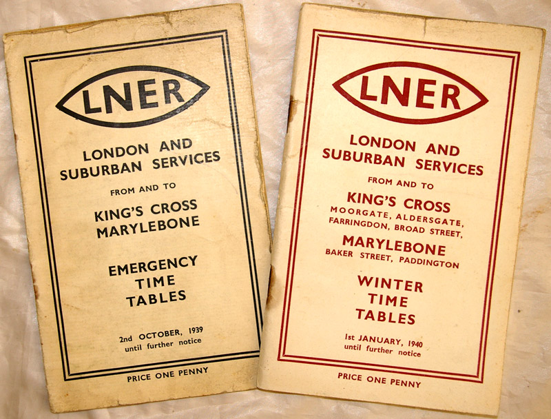 LNER Wartime Timetables, qty 2 comprising the 2nd October Emergency Time Tables to and from King`s