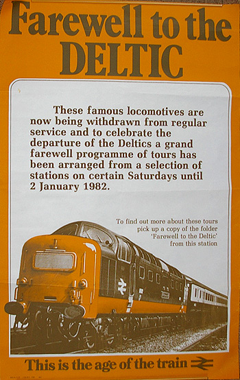 Poster `Farewell To The Deltic`, D/R size with great image of this iconic diesel. Published by BR in