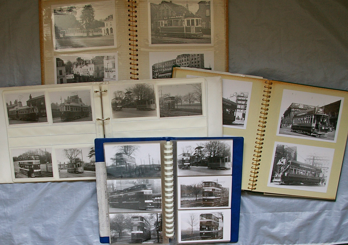 Four Albums containing approximately 180 b/w Photographs of early, British and Continental Trams.