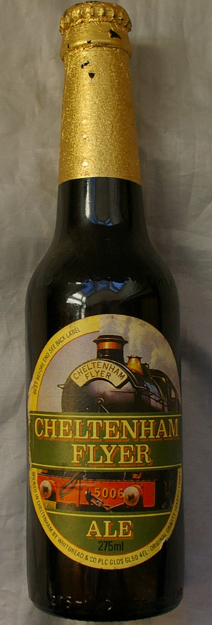 Cheltenham Flyer Ale, a 275ml bottle, unopened. Brewed in Cheltenham by Whitbread & Co for the GWR