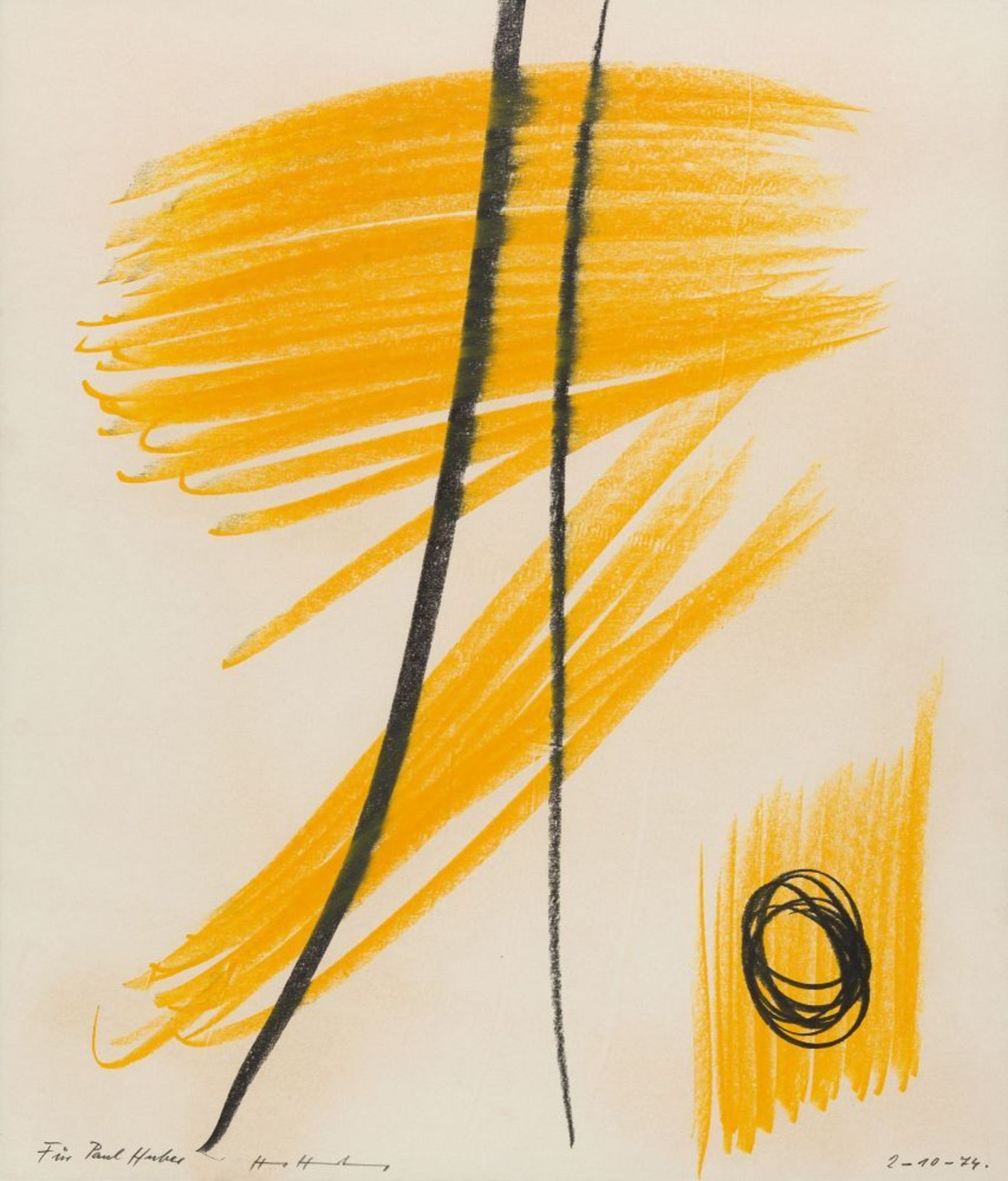 HANS HARTUNG  1904 Leipzig - Antibes 1989    "2-10-74".    Farbige Kreide und Kohle auf festem