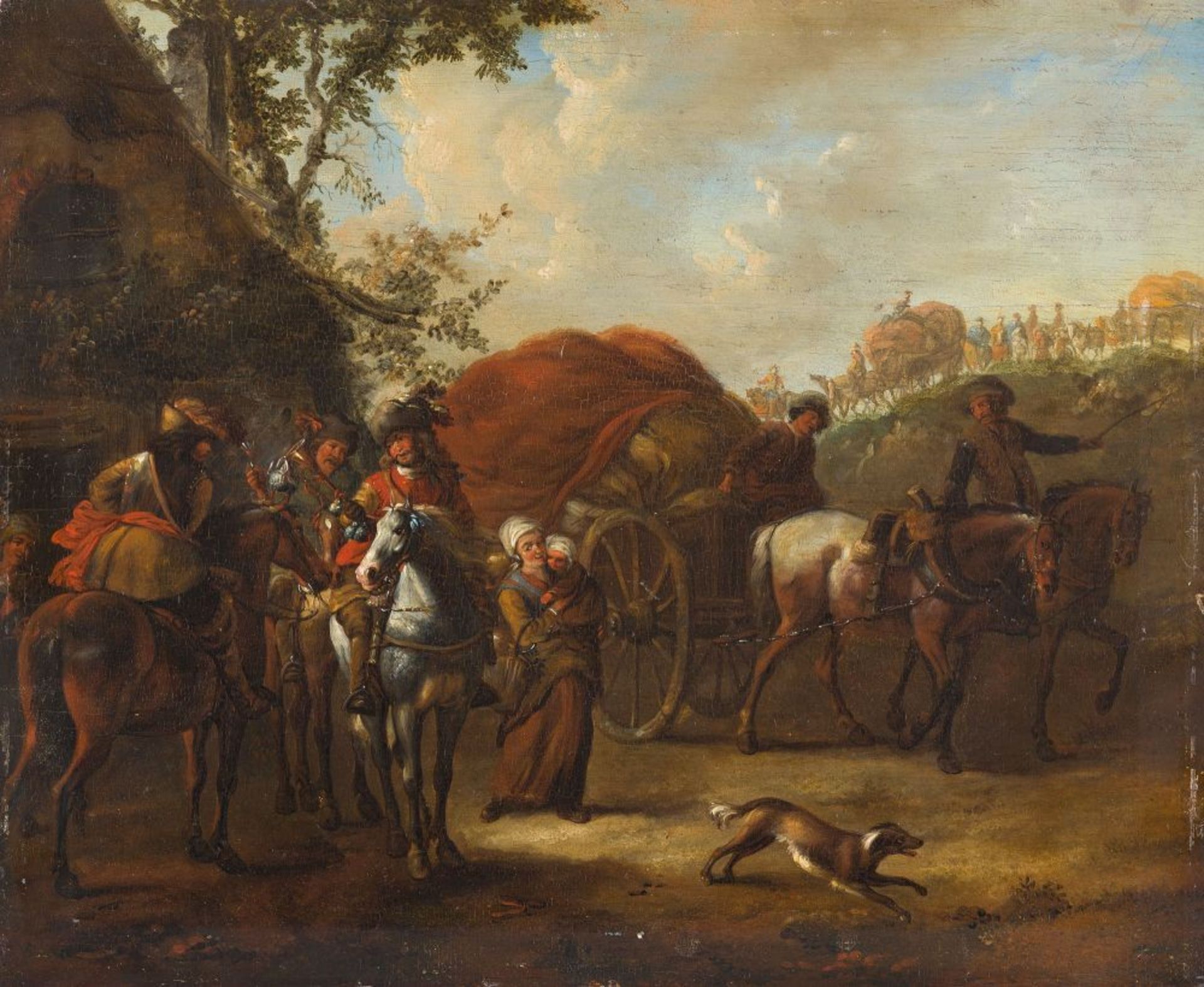 PHILIPS WOUWERMAN(NACHFOLGE)  1619 - Haarlem - 1668    Landschaft mit Reitern vor einer Hütte und