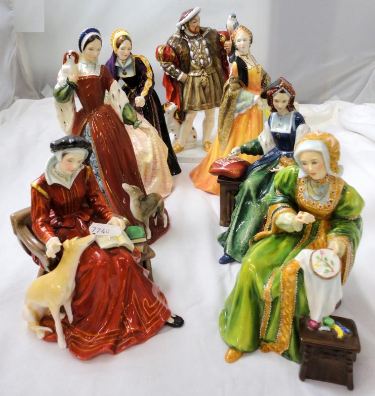 Royal Doulton Limited Edition Figurines: Henry VIII HN3350 no. 1045, Catherine Howard HN3449 no.