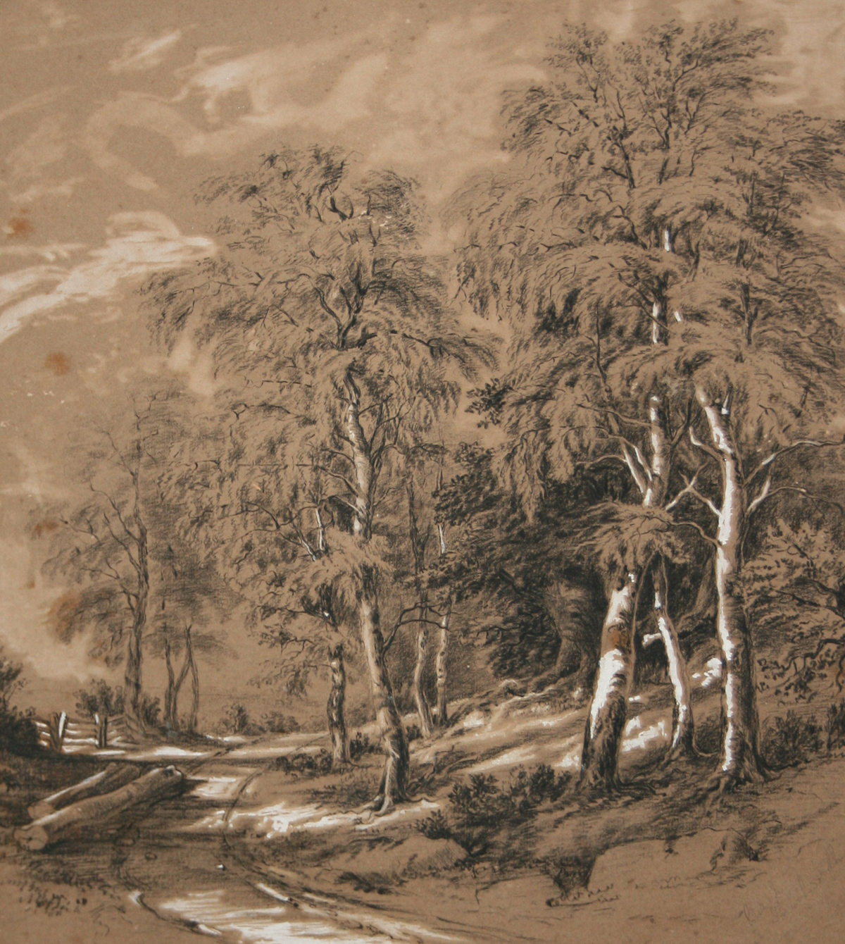 JOHN BERNEY LADBROOKE (1803-1879, BRITISH)  Wooded Lane Scenes  pair of pencil drawings heightened