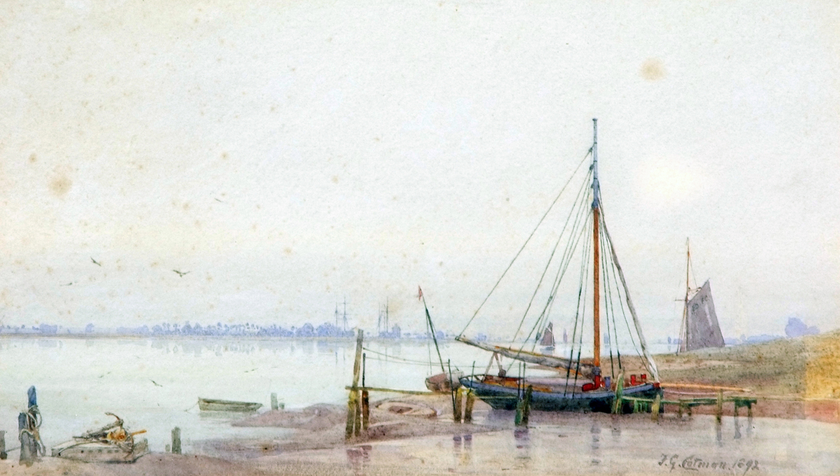 FREDERICK GEORGE COTMAN (1860-1920, BRITISH)  ?Maldon, Essex?  watercolour, signed and dated 1892