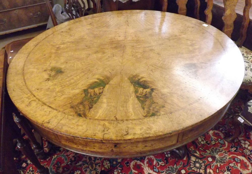 A 19th Century Pollard Oak drum Table, cross banded top and frieze fitted all round with alternate - Image 2 of 8