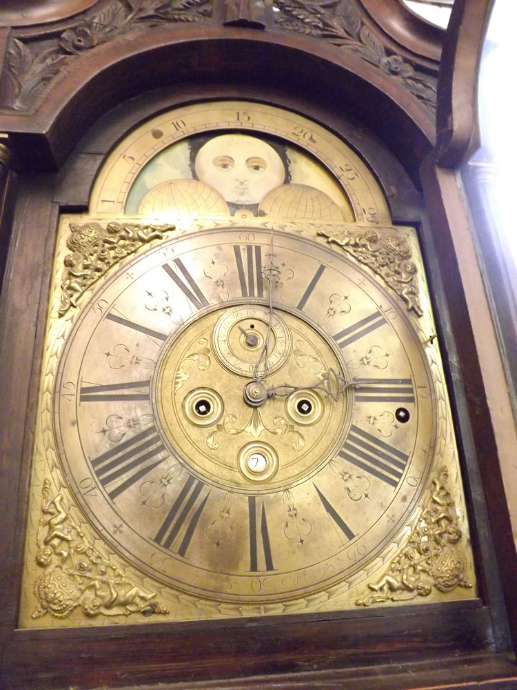 A 19th Century Oak Long Case Clock, Johnson of Gallway, the arched Brass face with lunar dial, - Image 15 of 17