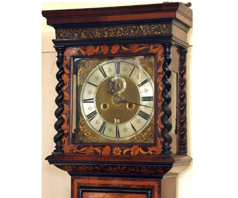 An early 18th Century Walnut and Marquetry inlaid 8-day Long Case Clock, Samuel Macham, London,