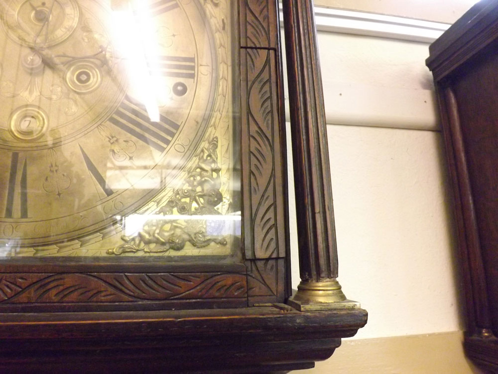 A 19th Century Oak Long Case Clock, Johnson of Gallway, the arched Brass face with lunar dial, - Image 13 of 17