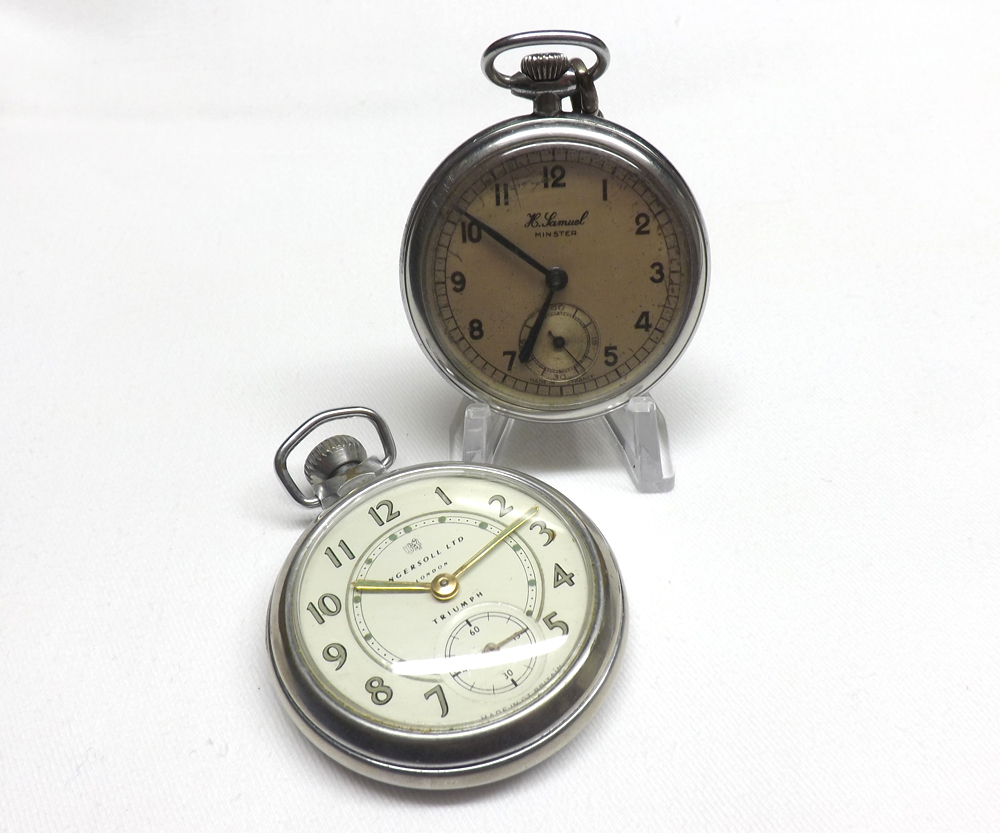 Two Chromium Plated Pocket Watches by H Samuel and Ingersol Ltd, circa mid 20th Century, (2)