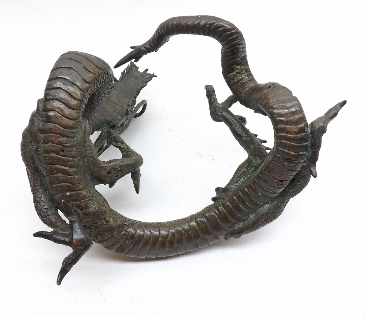 An Oriental Bronze Model of a coiled Dragon, 6? high - Image 5 of 6