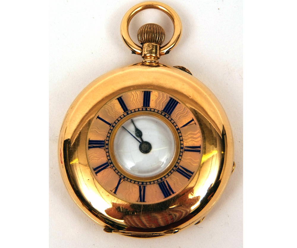 A first quarter of the 20th Century high grade precious metal Half Hunter Fob Watch, blued steel - Image 2 of 2
