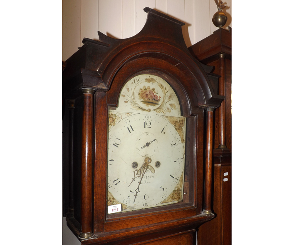 An early 19th Century Oak Long Case Clock, Robert Ulph of Stalham, the arched hood with raised