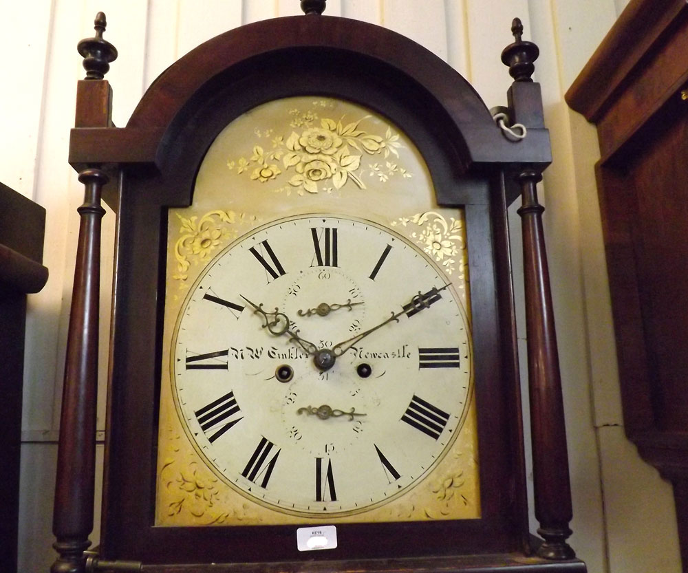 A mid-19th Century Mahogany Cased 8-Day Long Case Clock, R W Tinkler ? Newcastle, the arched hood