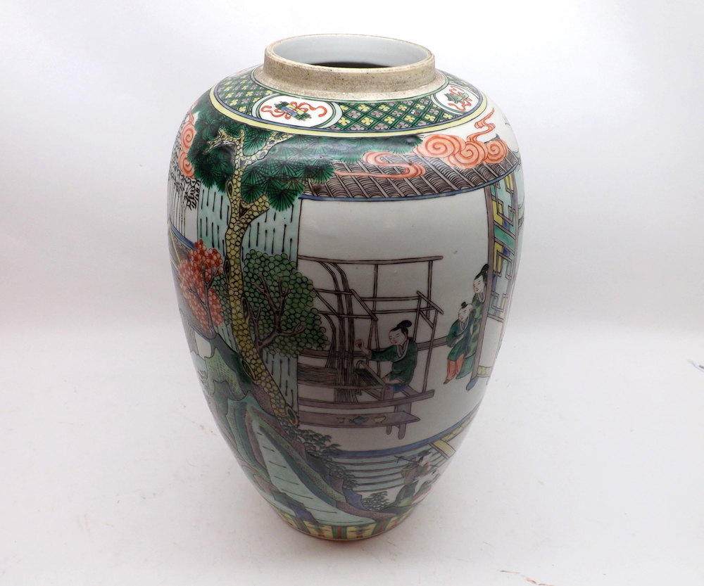 A pair of large Chinese covered Vases of tapering circular form, each with domed covers and the - Image 4 of 22