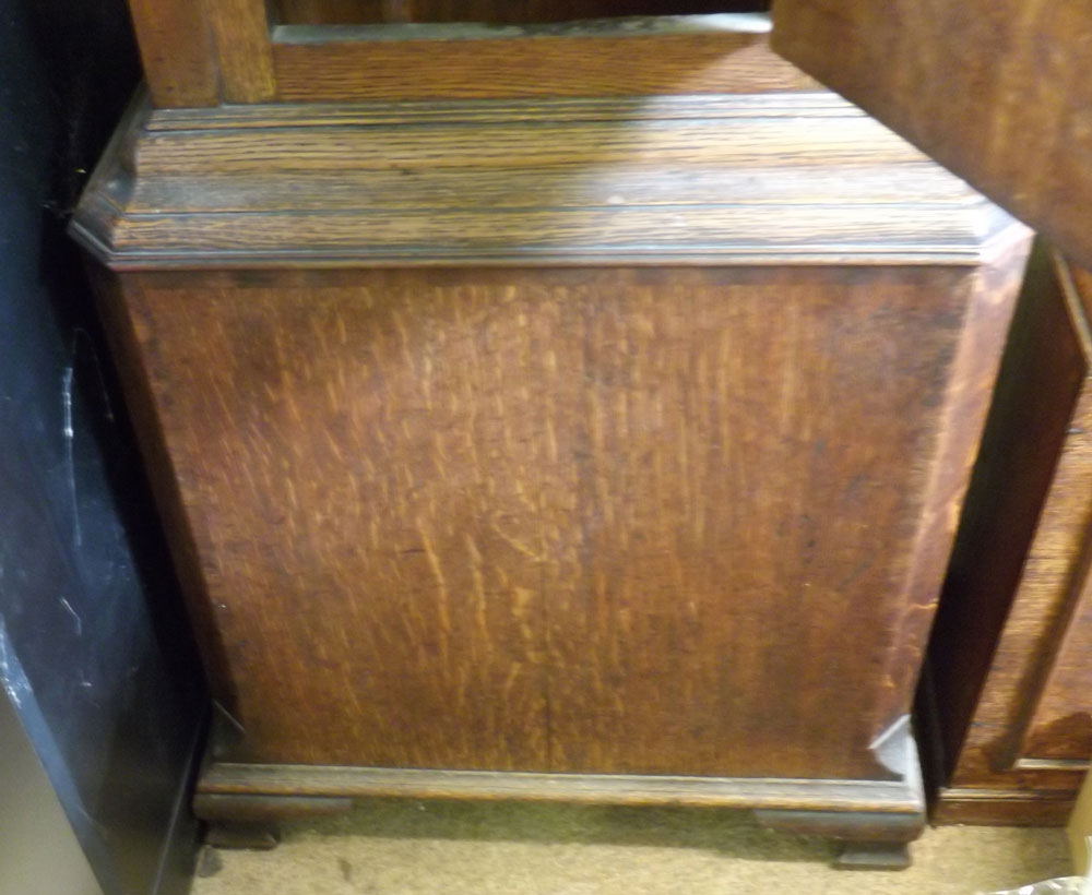 A Mahogany and Oak Cased 30-Hour Long Case Clock, the case with overhanging cornice to a plain - Image 9 of 11