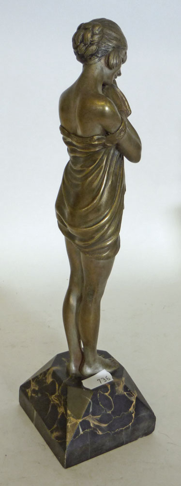 A mixed lot comprising: A cast metal figure after D H Chiparus, raised on a polished Marble plinth - Image 8 of 9