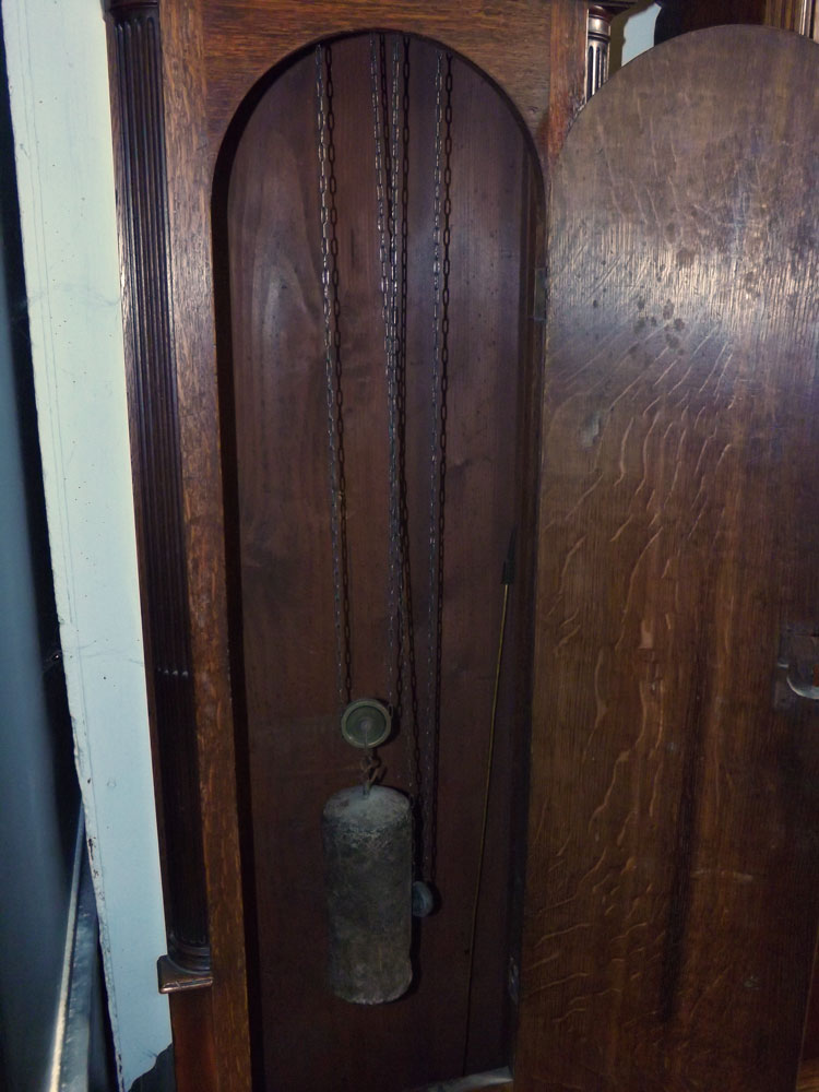 A Mahogany and Oak Cased 30-Hour Long Case Clock, the case with overhanging cornice to a plain - Image 7 of 11