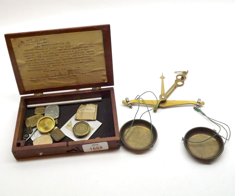 A set of vintage Cloth Testing Weight Scales, (Apparatus for testing the weight per yard and per