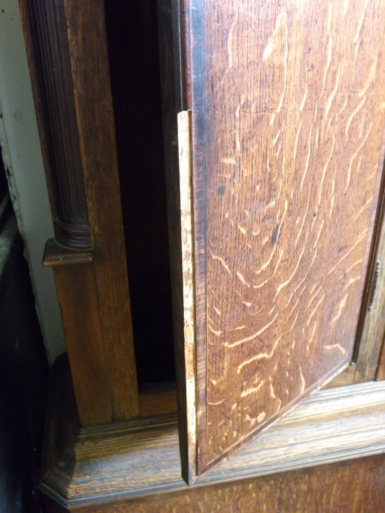 A Mahogany and Oak Cased 30-Hour Long Case Clock, the case with overhanging cornice to a plain - Image 8 of 11