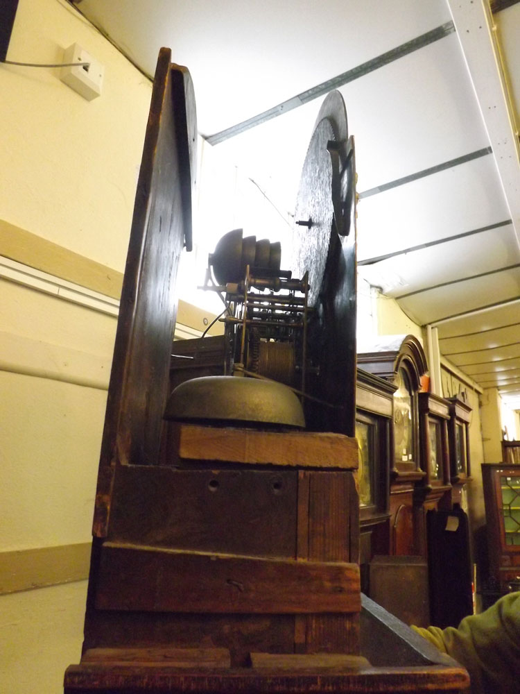 A 19th Century Oak Long Case Clock, Johnson of Gallway, the arched Brass face with lunar dial, - Image 5 of 17
