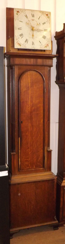 A Mahogany and Oak Cased 30-Hour Long Case Clock, the case with overhanging cornice to a plain - Image 11 of 11