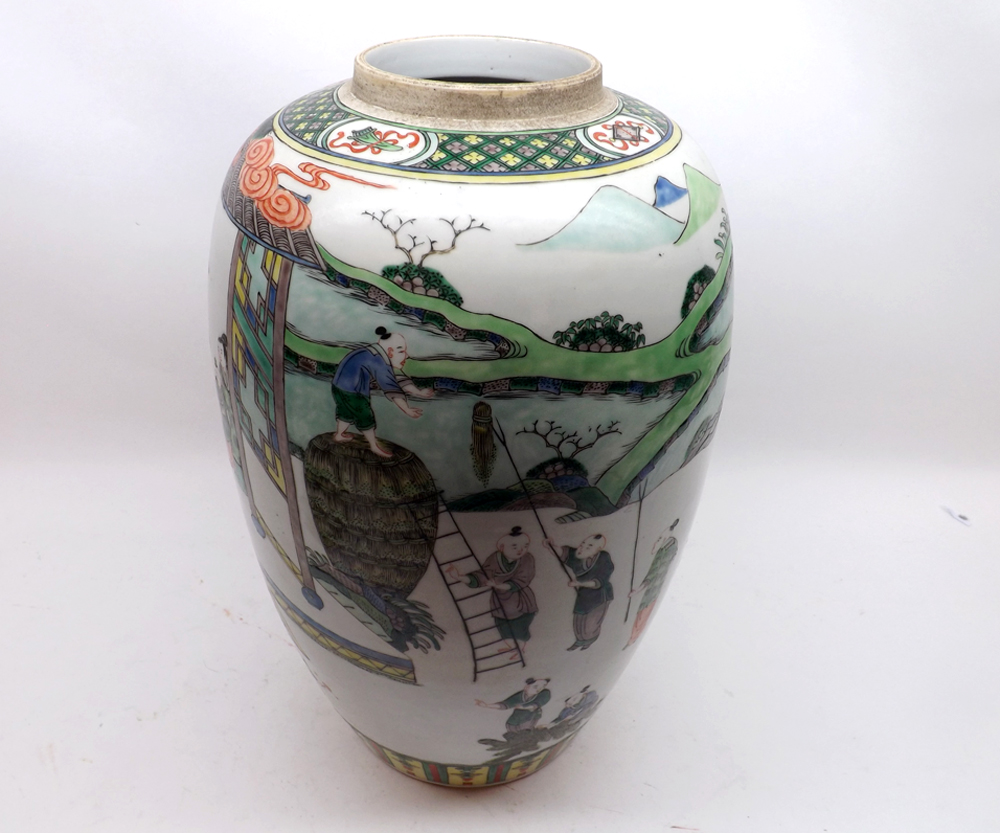 A pair of large Chinese covered Vases of tapering circular form, each with domed covers and the - Image 3 of 22