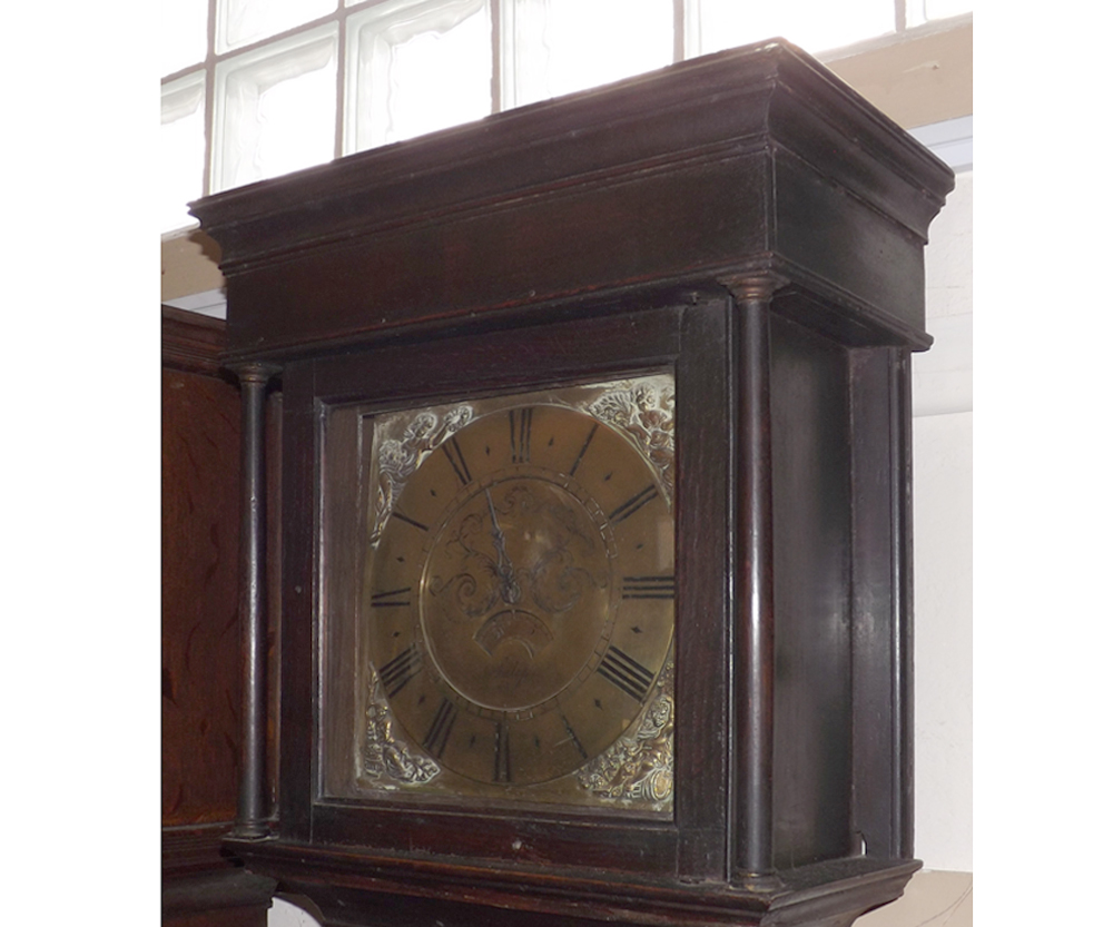 A late 18th/early 19th Century Oak Long Case Clock, Samuel Harley, Salop, the square Brass dial