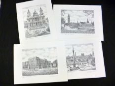 TADEUSZ OCHALKI, four limited edition (1980) prints of London Buildings, St Paul?s Cathedral ?