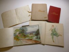 A packet containing a group of Victorian and later sketch books, copy of PUNCH containing loose pen