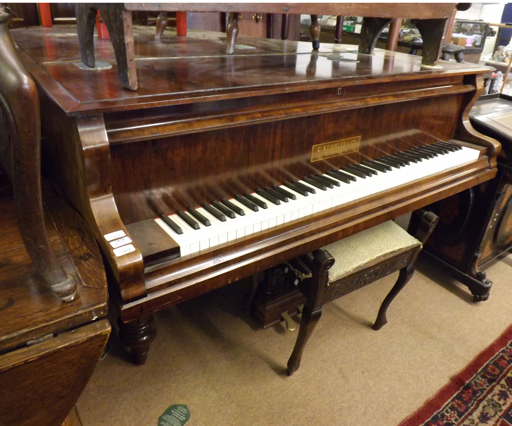 A late 19th/early 20th Century German Grand Piano, C Kemmler & Co, Osnabruck, in mahogany case with