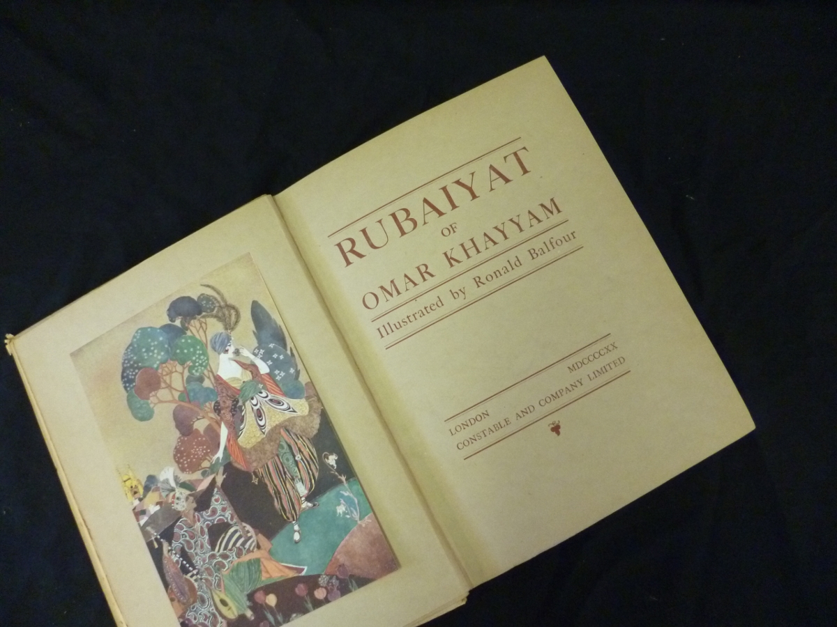 RUBAIYAT OF OMAR KHAYYAM, Ill Ronald Balfour, 1920, 1st edn, 38 plts, one loose, 4to, orig bds,