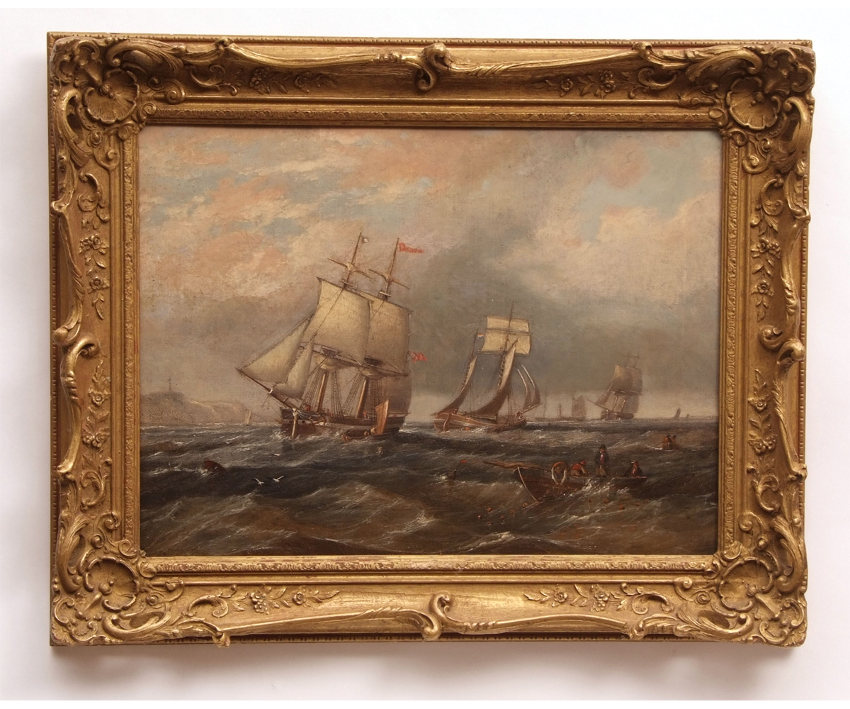 ATTRIBUTED TO HENRY REDMORE (1820-1887, BRITISH) Shipping off a Coast oil on canvas 17 x 23ins