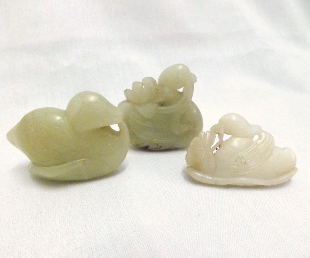 A collection of three Chinese Jade Carvings, (ex Sennowe Park, Norfolk), two each approximately 2?
