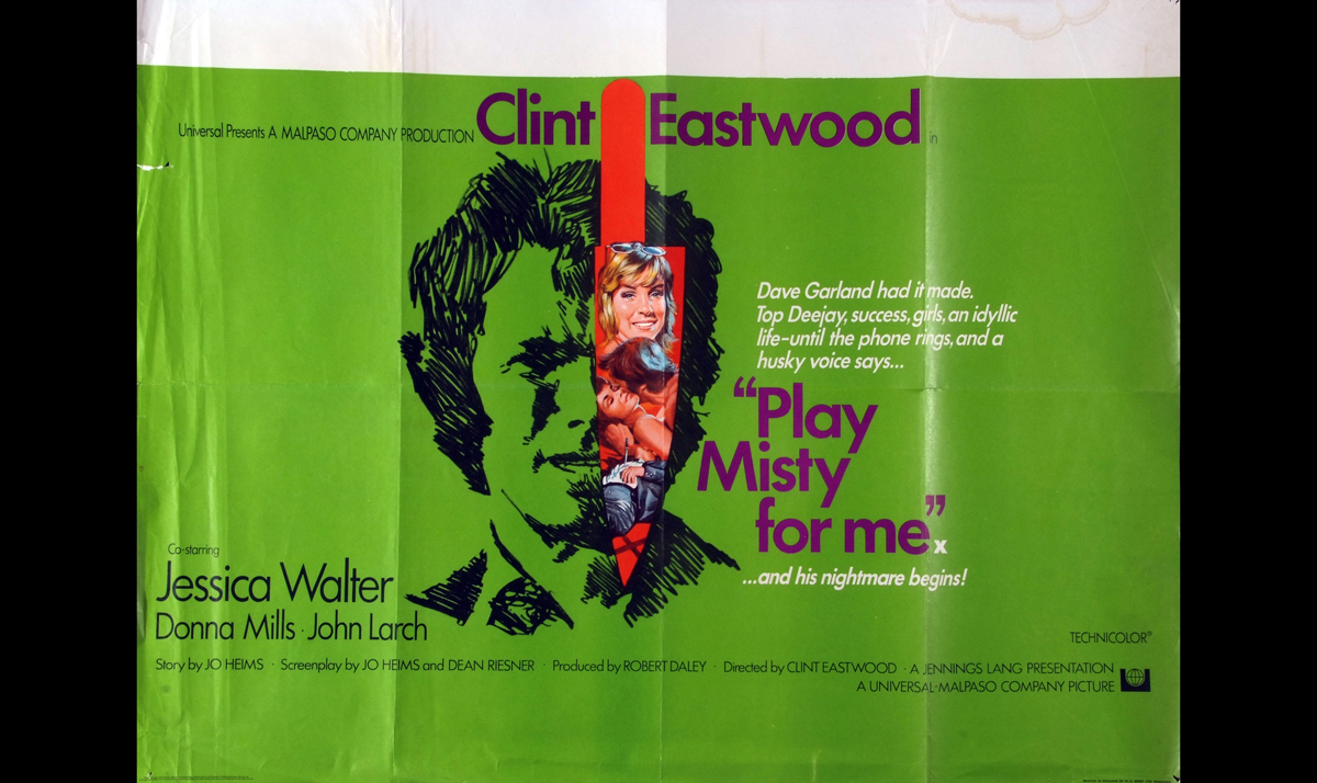 PLAY MISTY FOR ME, Film Poster starring Clint Eastwood, Jessica Walter, etc, Quad Royal