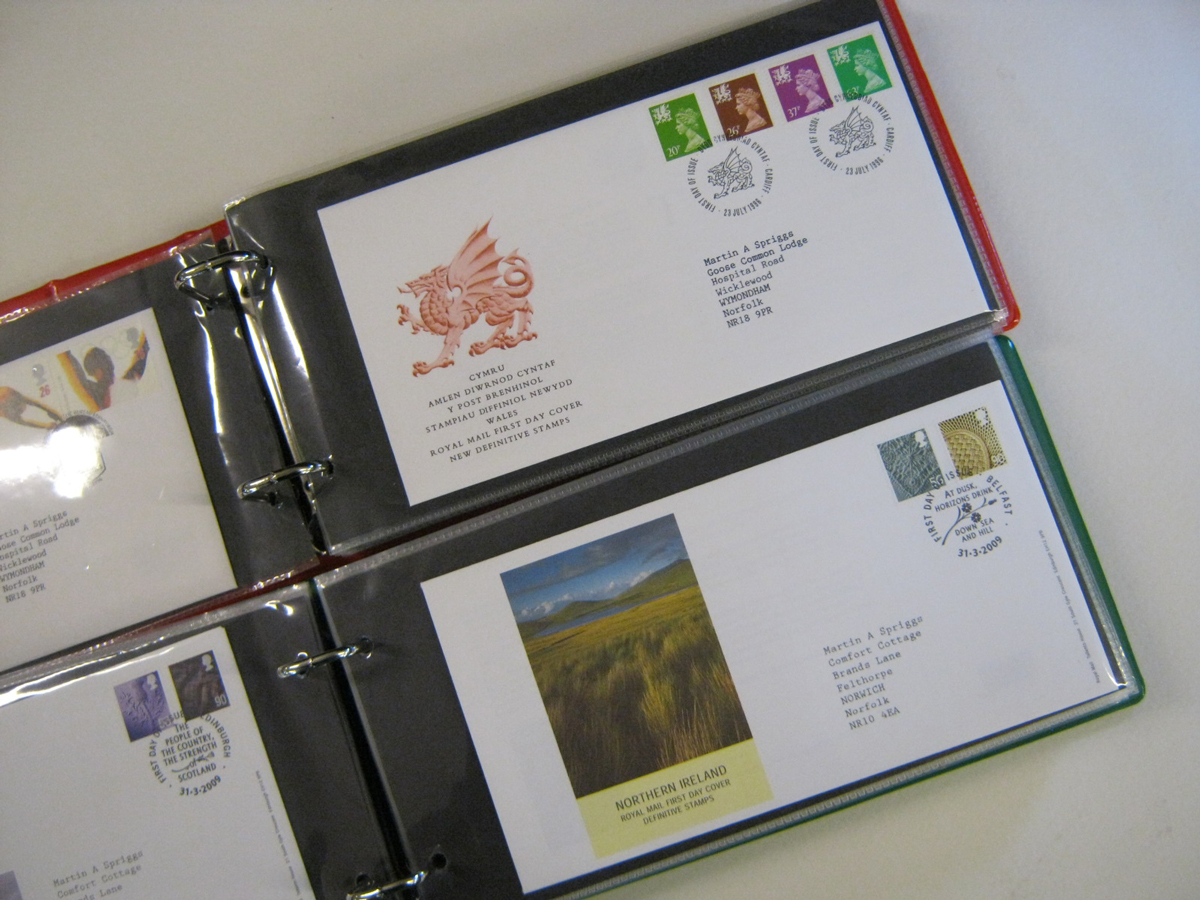 Two Boxes large collection FDC + some miniature sheets in 27 Albums + some loose Special Event