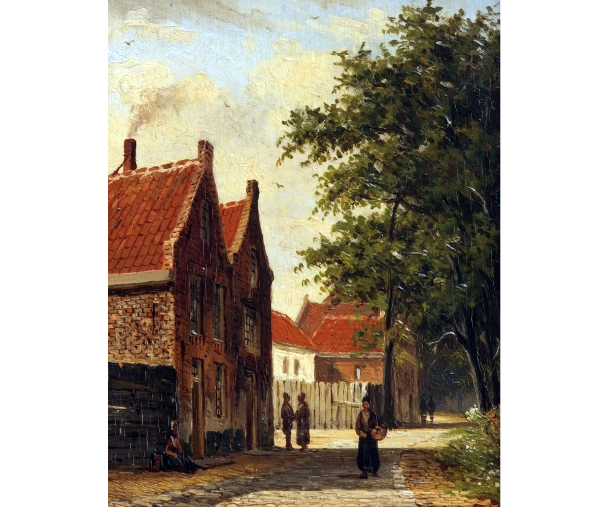 DUTCH SCHOOL, (19TH CENTURY) Street Scene with Figures  oil on panel, indistinctly signed and dated