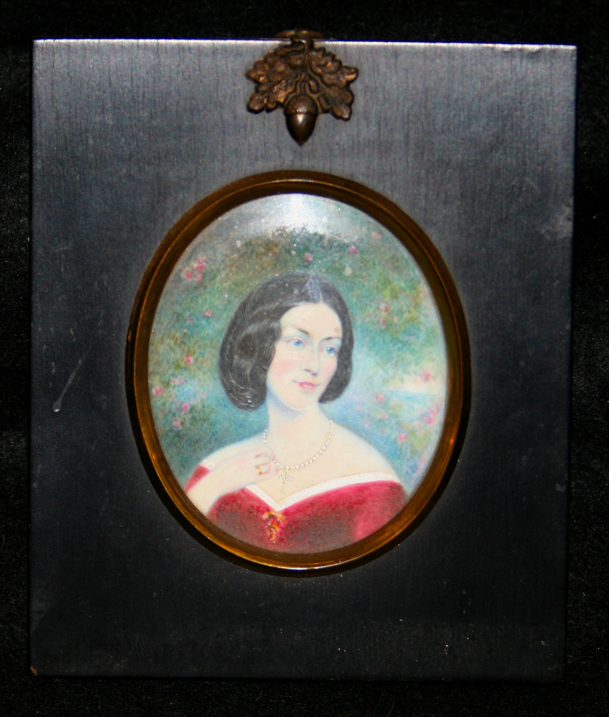 ENGLISH SCHOOL, (19TH CENTURY) Head and Shoulders Portrait of a Lady  oil miniature  3 x 2½ins