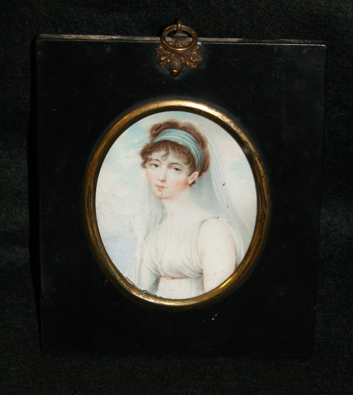 ENGLISH SCHOOL,(19TH CENTURY) Portrait of Lady Clifton oil miniature  3½ x 2½ins