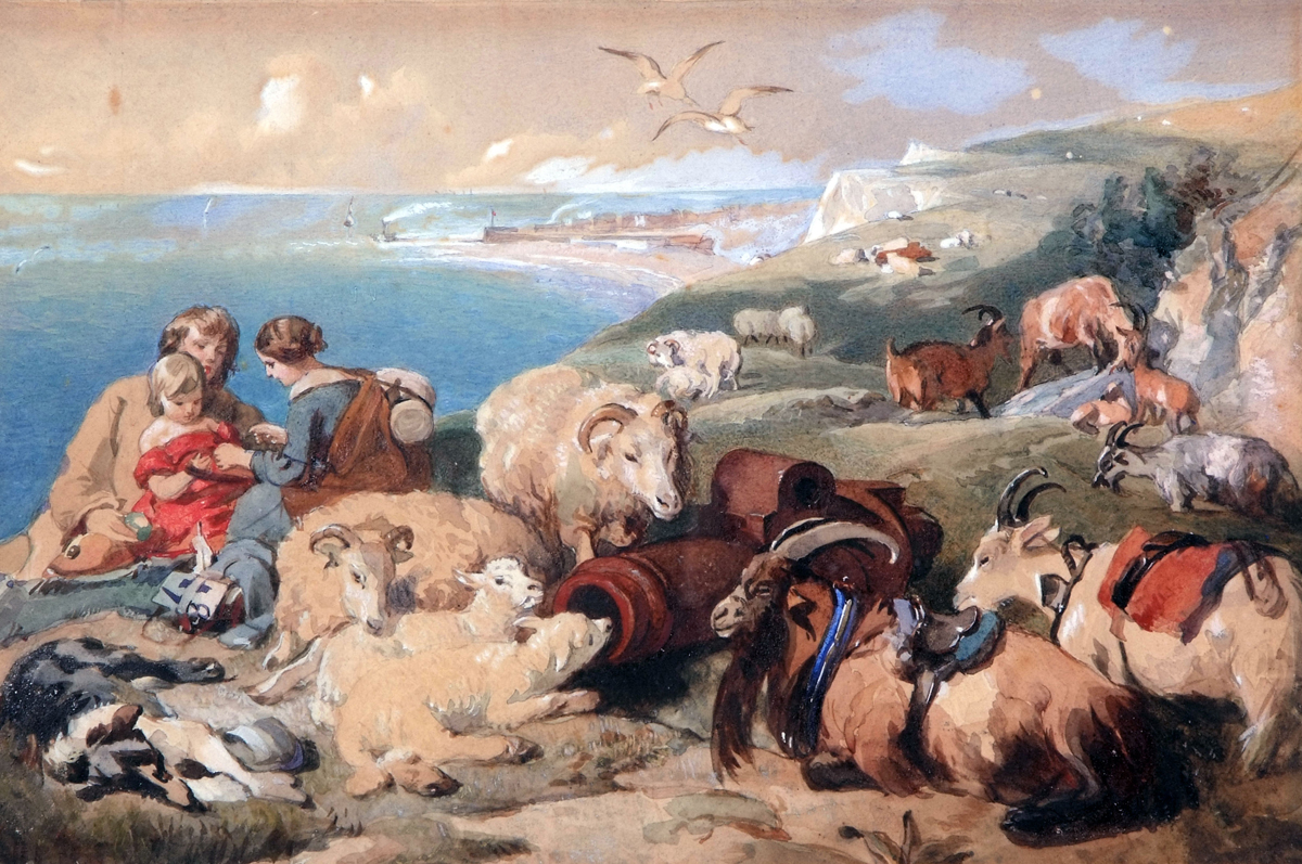 ATTRIBUTED TO SIR EDWIN HENRY LANDSEER, (1802-1873, BRITISH)  A Time for Peace watercolour and