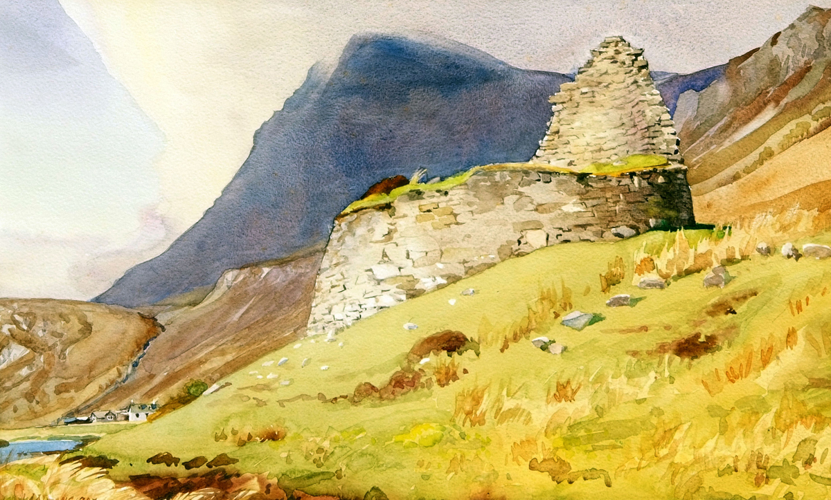 *AUSTEN DEANS, (1915-2011, NEW ZEALAND) ?Broch by Ben Hope, Castle Cole? watercolour, signed and