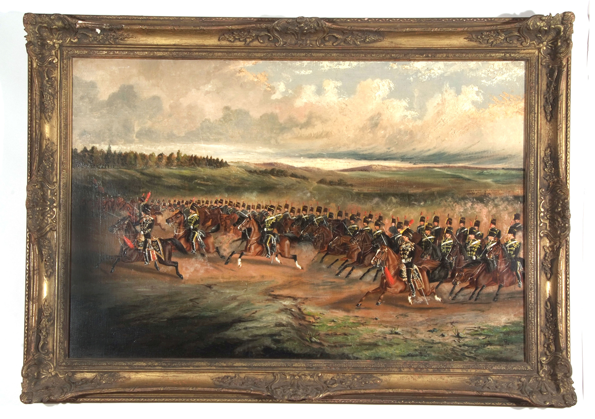 ALFRED A PARTRIDGE, (19TH CENTURY, BRITISH) Charge of the Light Brigade  oil on canvas, signed and